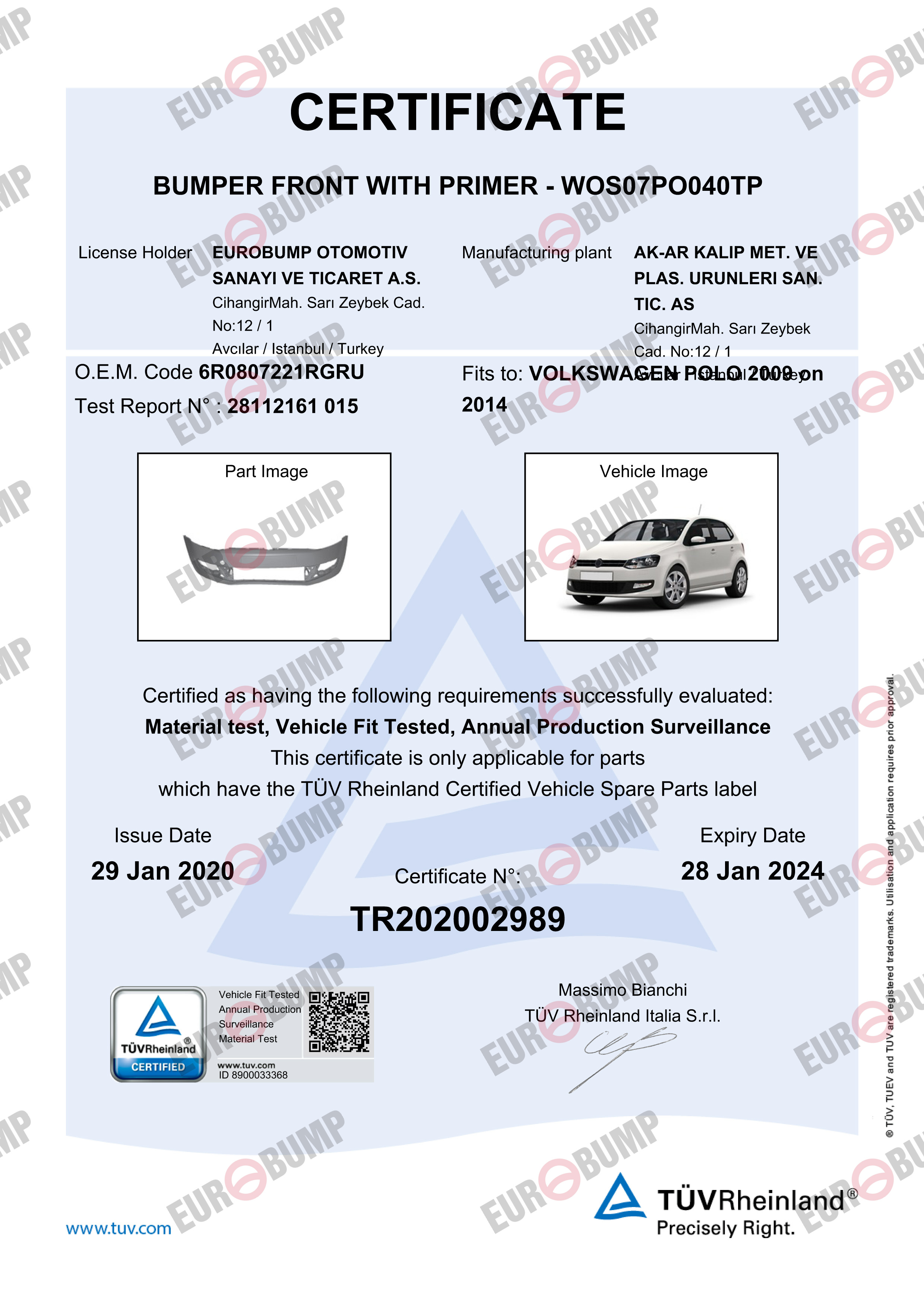 FR.BUMPER W/PR./TÜV prices